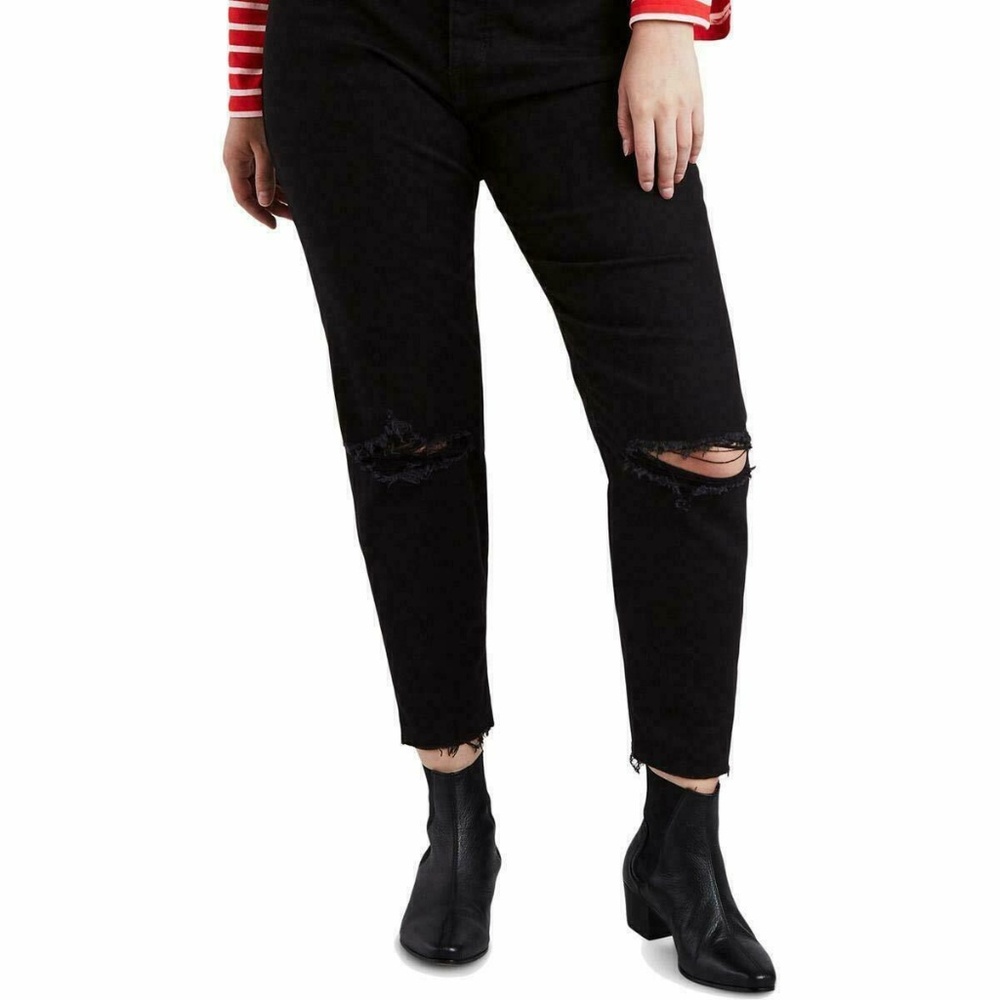 Levi's Wedged Skinny Distressed Denim Black NEW